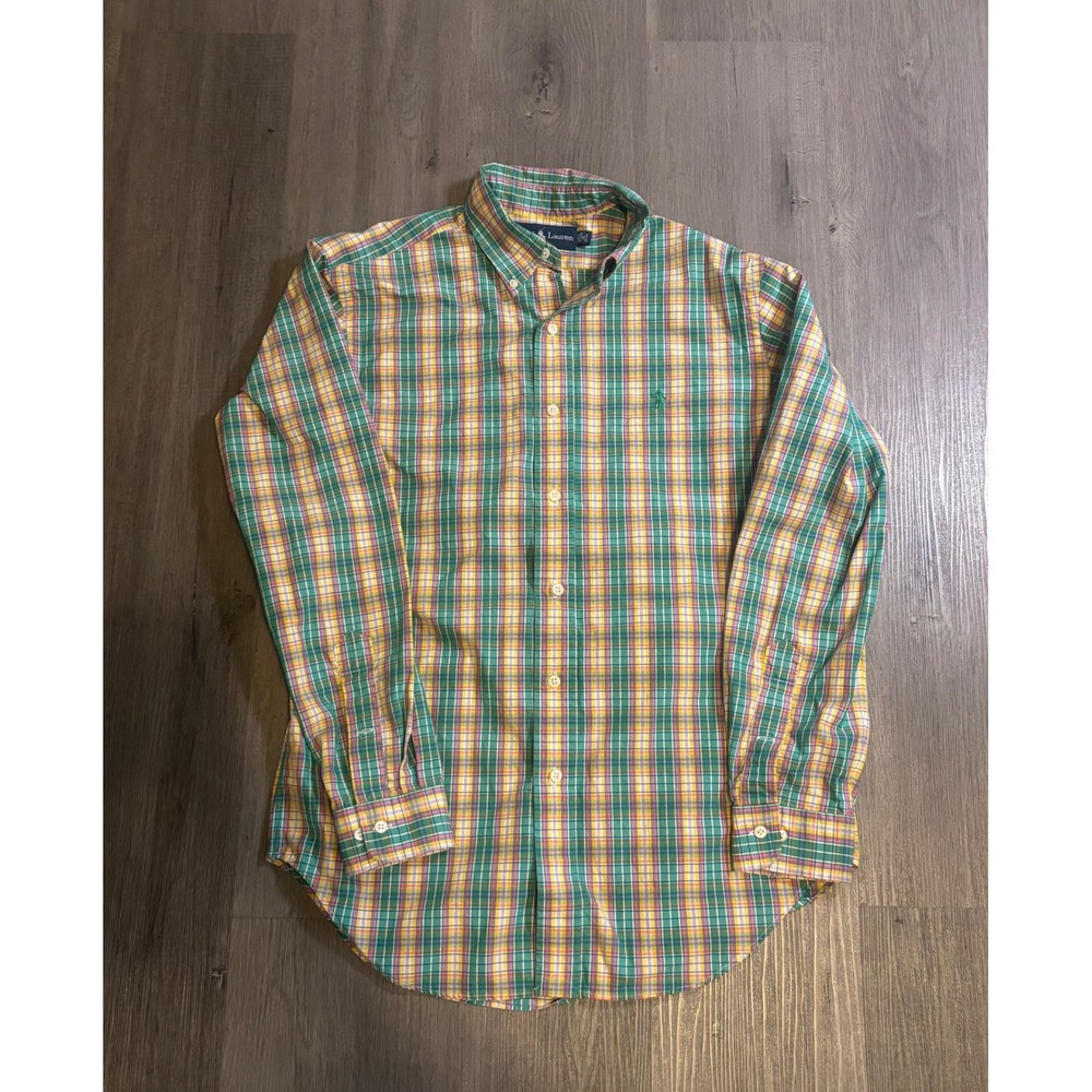 Ralph Lauren Button Down Mens 15 32/33 Green Plaid Classic Fit Long Sleeve Shirt